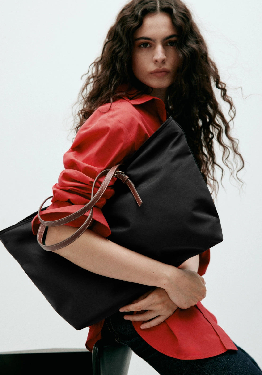 Shopper Bag With Buckle Detail - Black