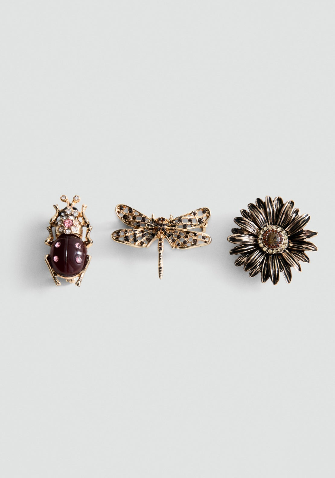 Mango Set Of 3 Combined Brooches - Gold 1 Shaws Department Stores