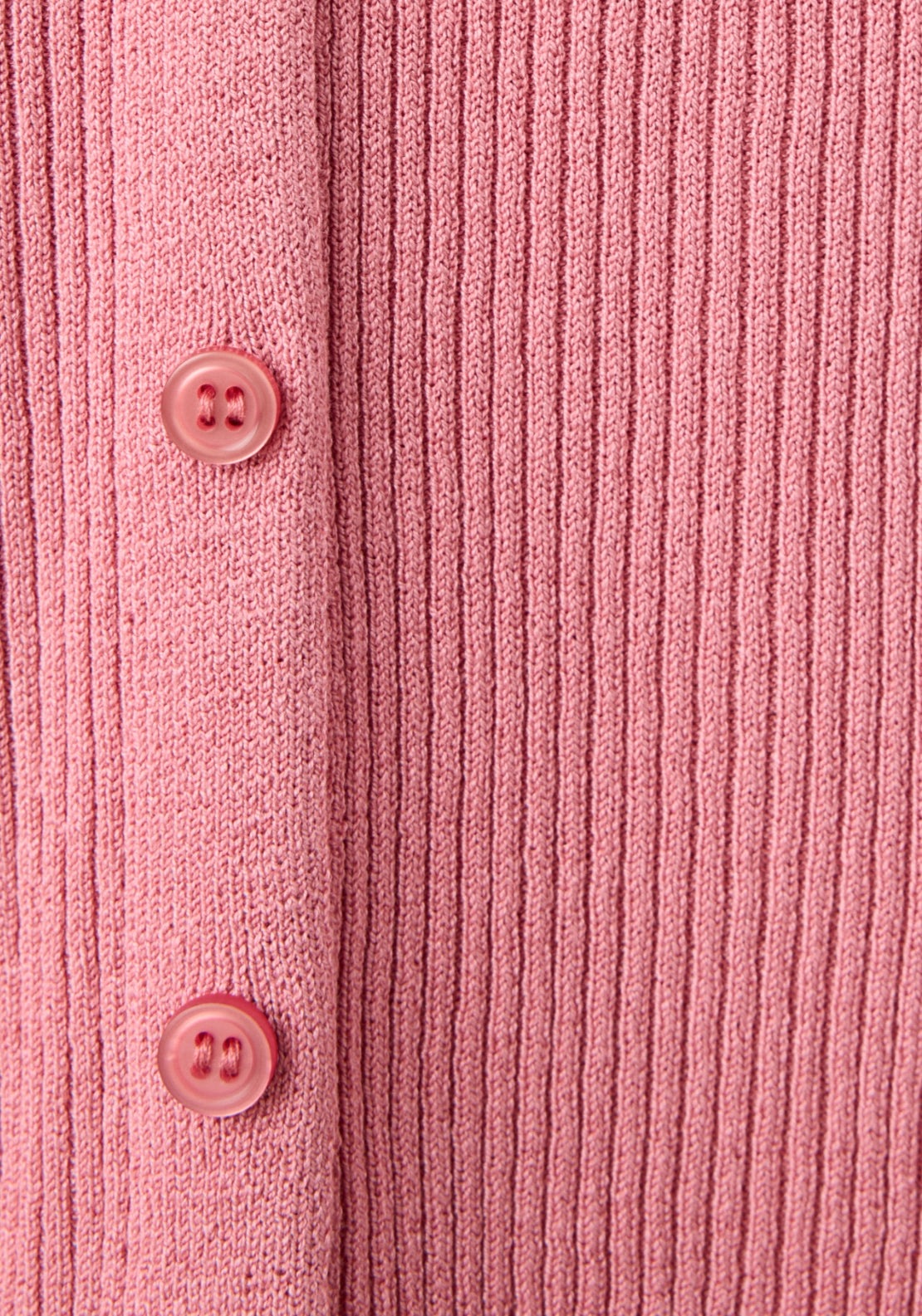 Buttoned Ribbed Cardigan - Pink