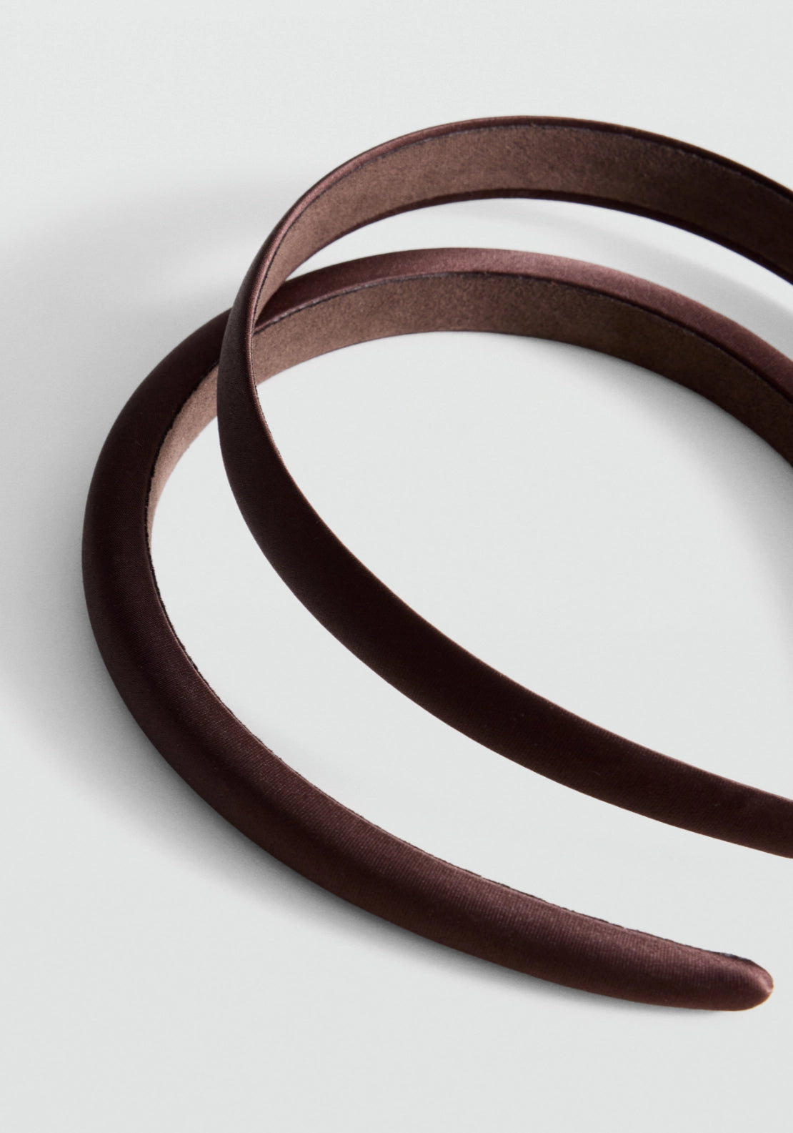 Set Of 2 Satin Headbands - Brown