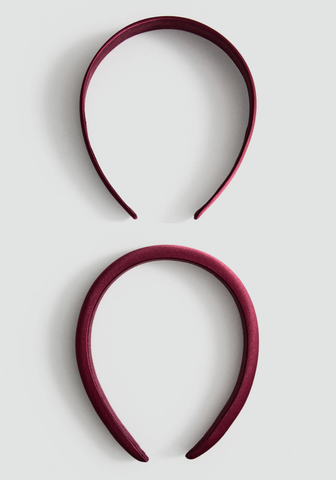 Set Of 2 Satin Headbands - Burgundy