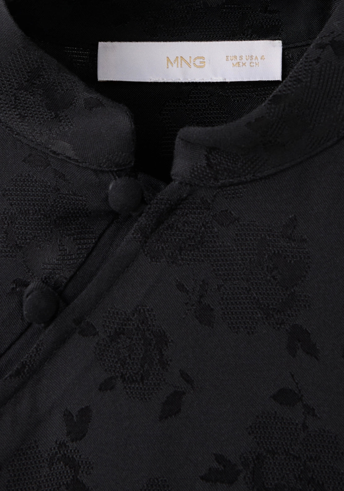 Jacquard Top With A Band Collar - Grey