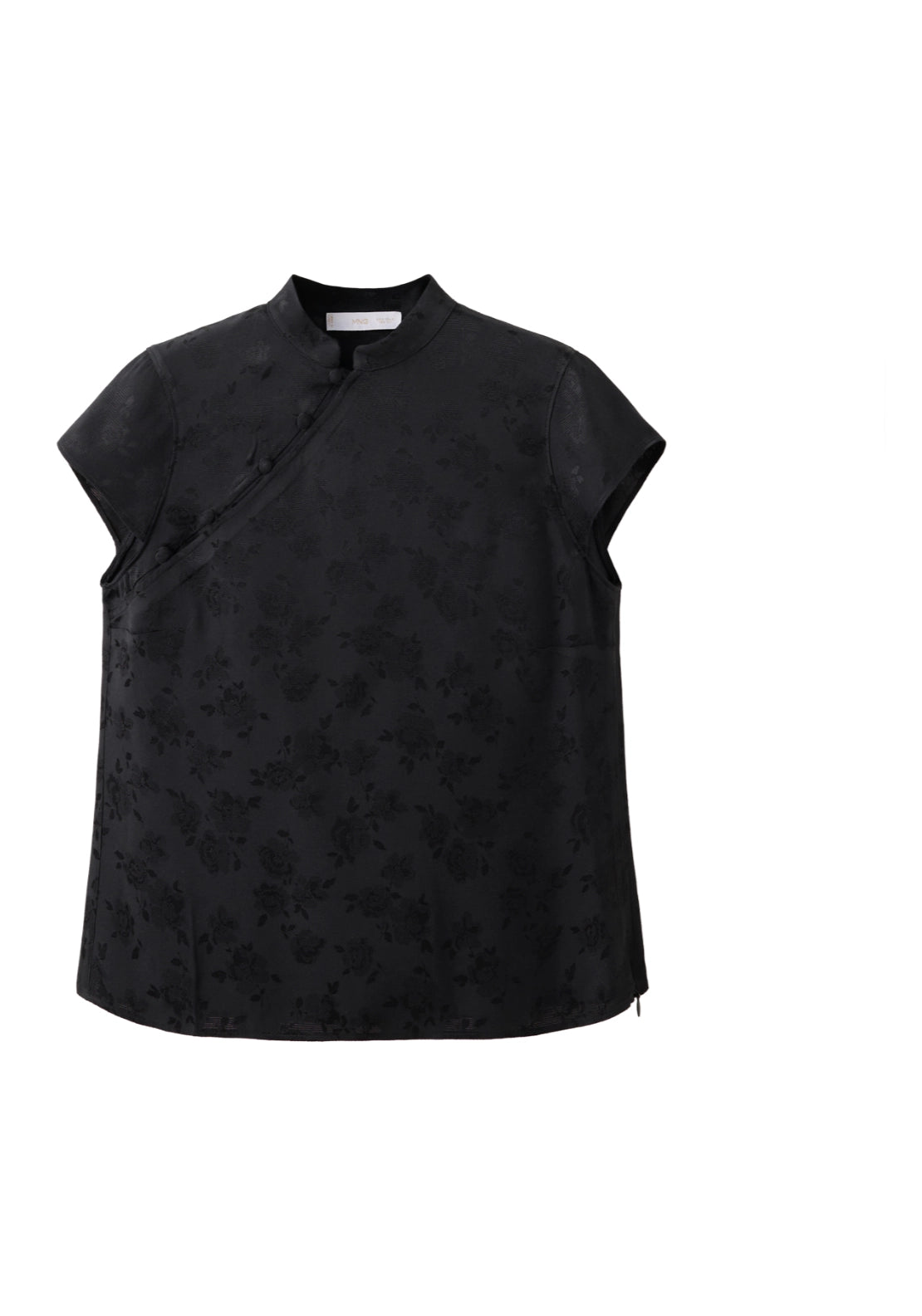 Jacquard Top With A Band Collar - Grey
