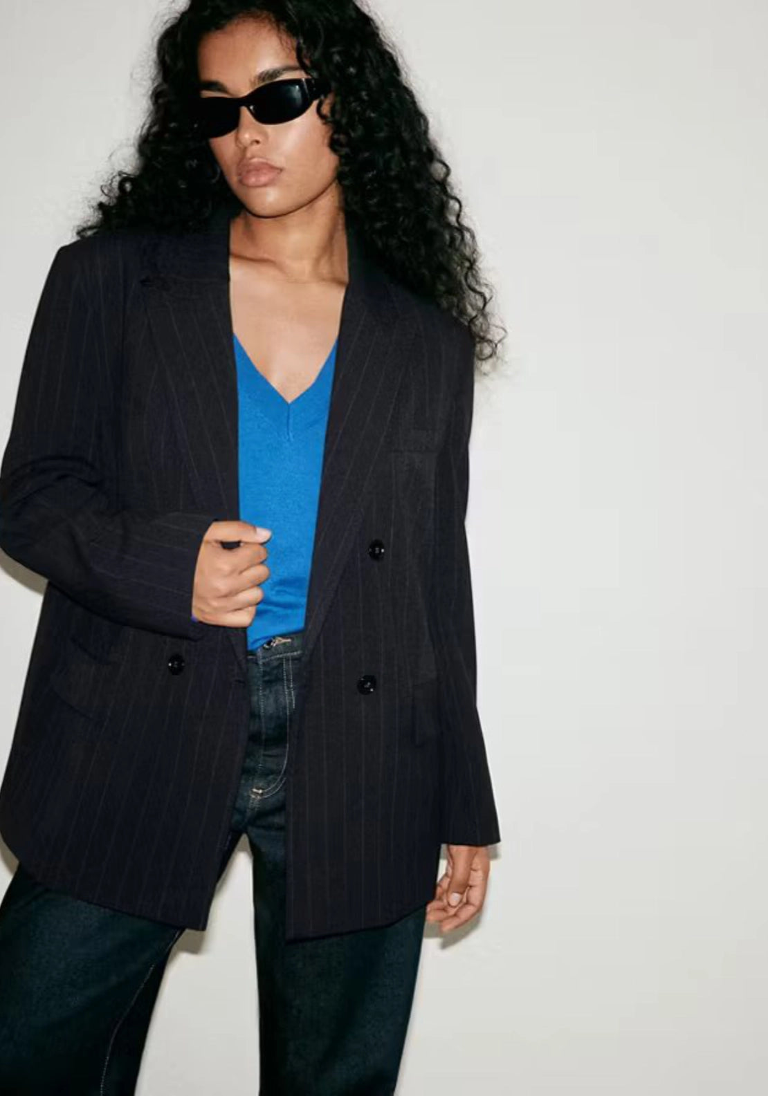 Double Breasted Suit Blazer - Blue