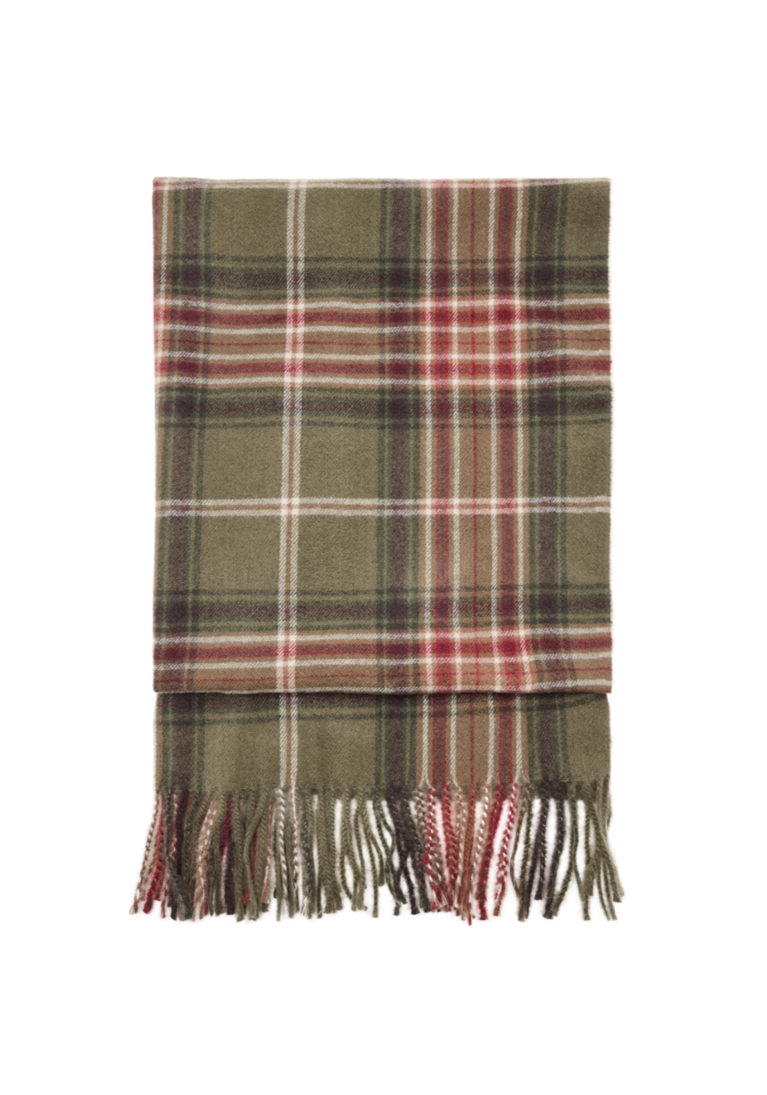 Fringed Check Scarf - Green