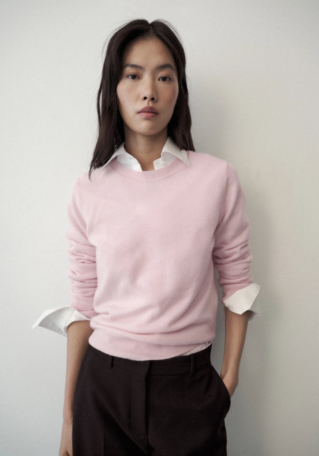 100% Cashmere Round Neck Sweater - Pink