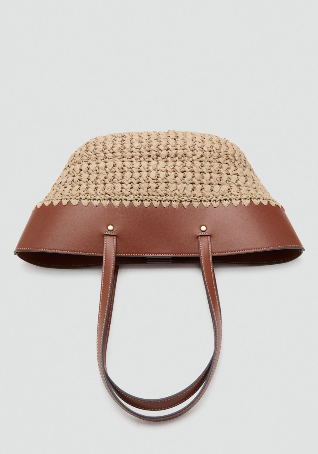 Natural Fibre Double Handle Tote Bag - Brown