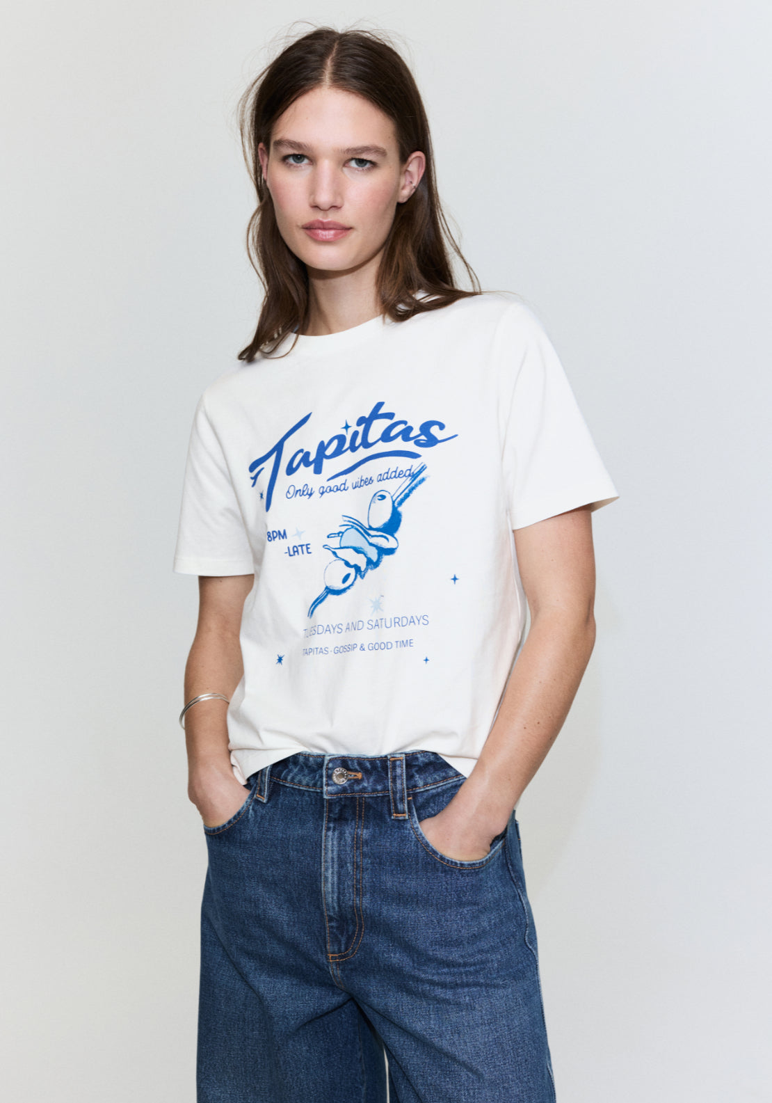 Printed Cotton Blend T-Shirt - White