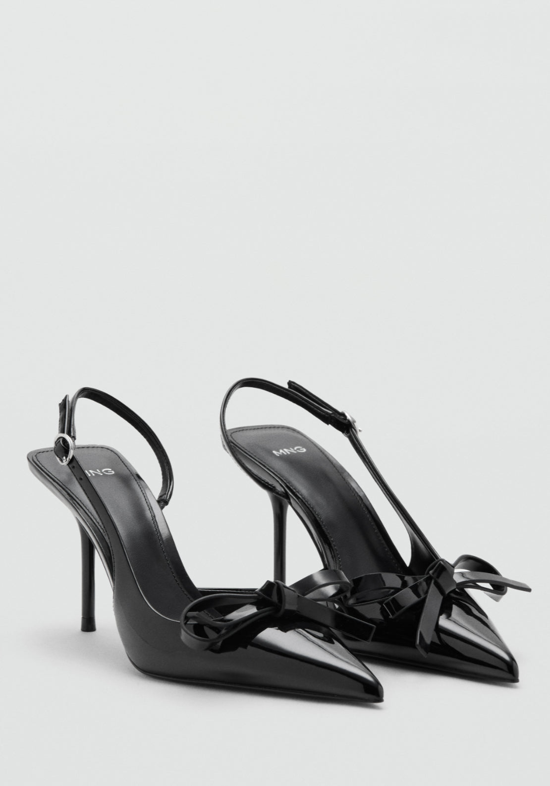 Patent Leather Bow High Heel Shoe - Black