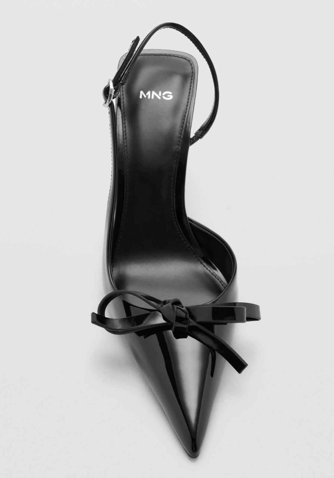 Patent Leather Bow High Heel Shoe - Black