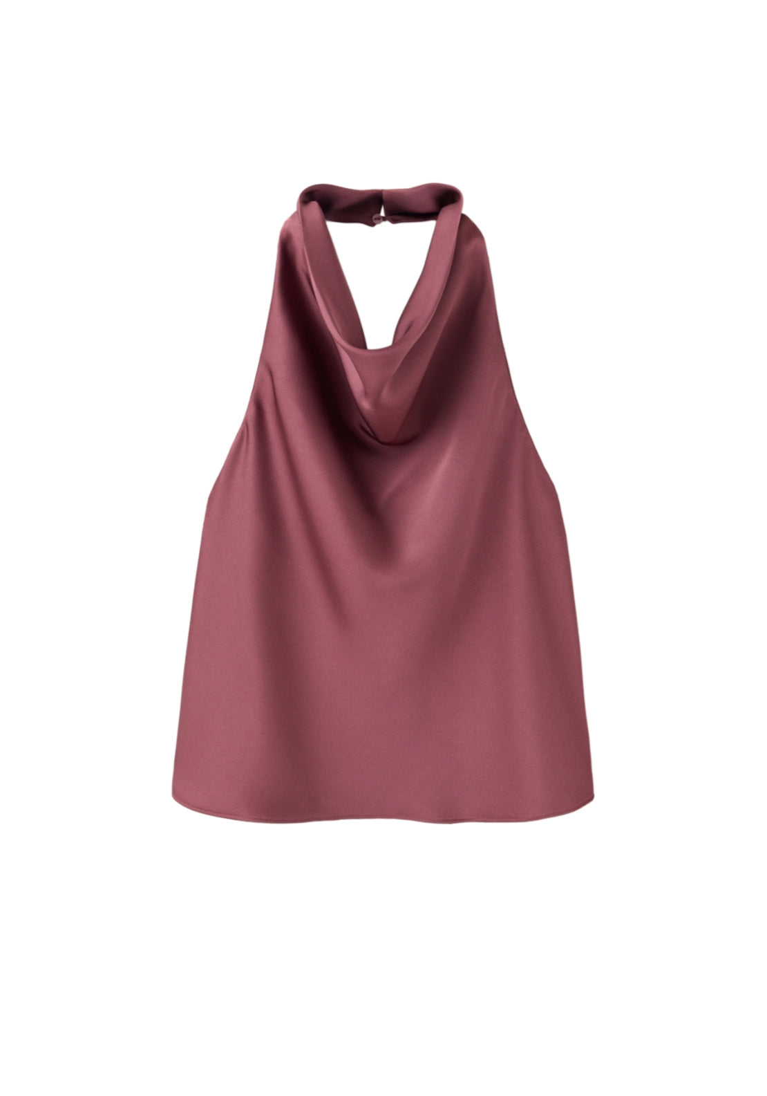 Draped Neck Satin Top - Burgundy