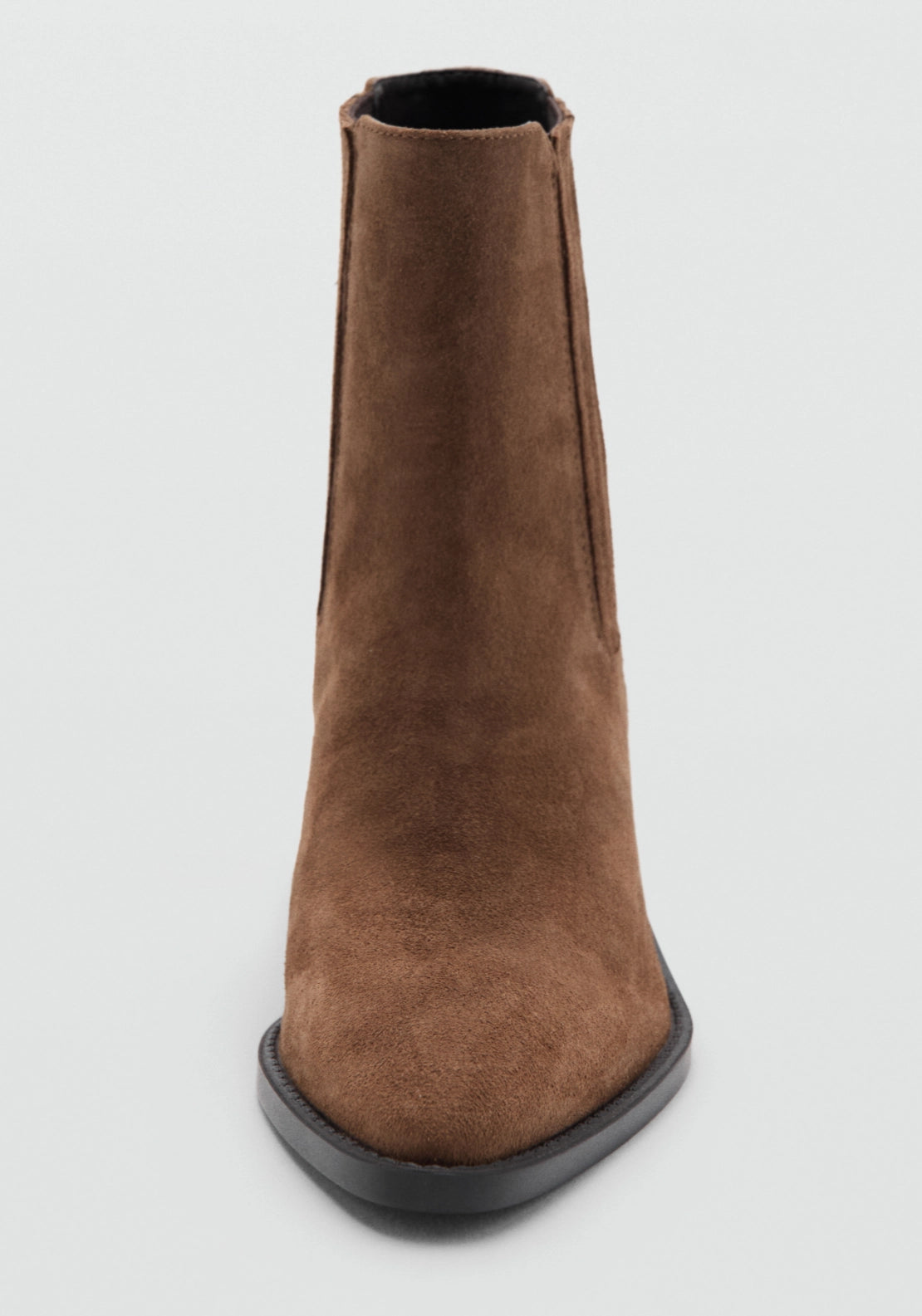 Suede Block Heel Boots - Brown