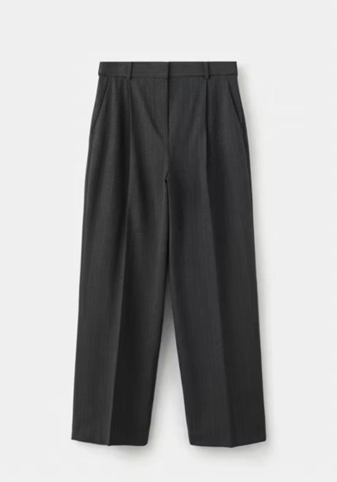 Straight Fit Pleated Trousers - Grey
