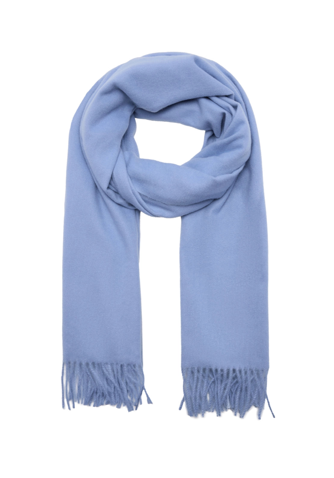 Fringed Edge Plaid Scarf - Blue