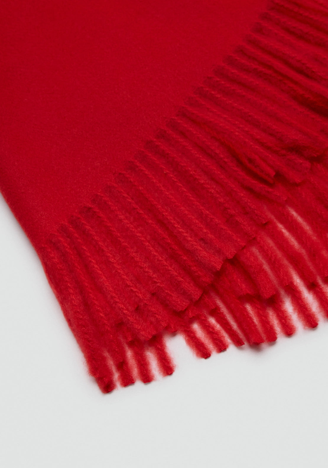 Fringed Edge Plaid Scarf - Red