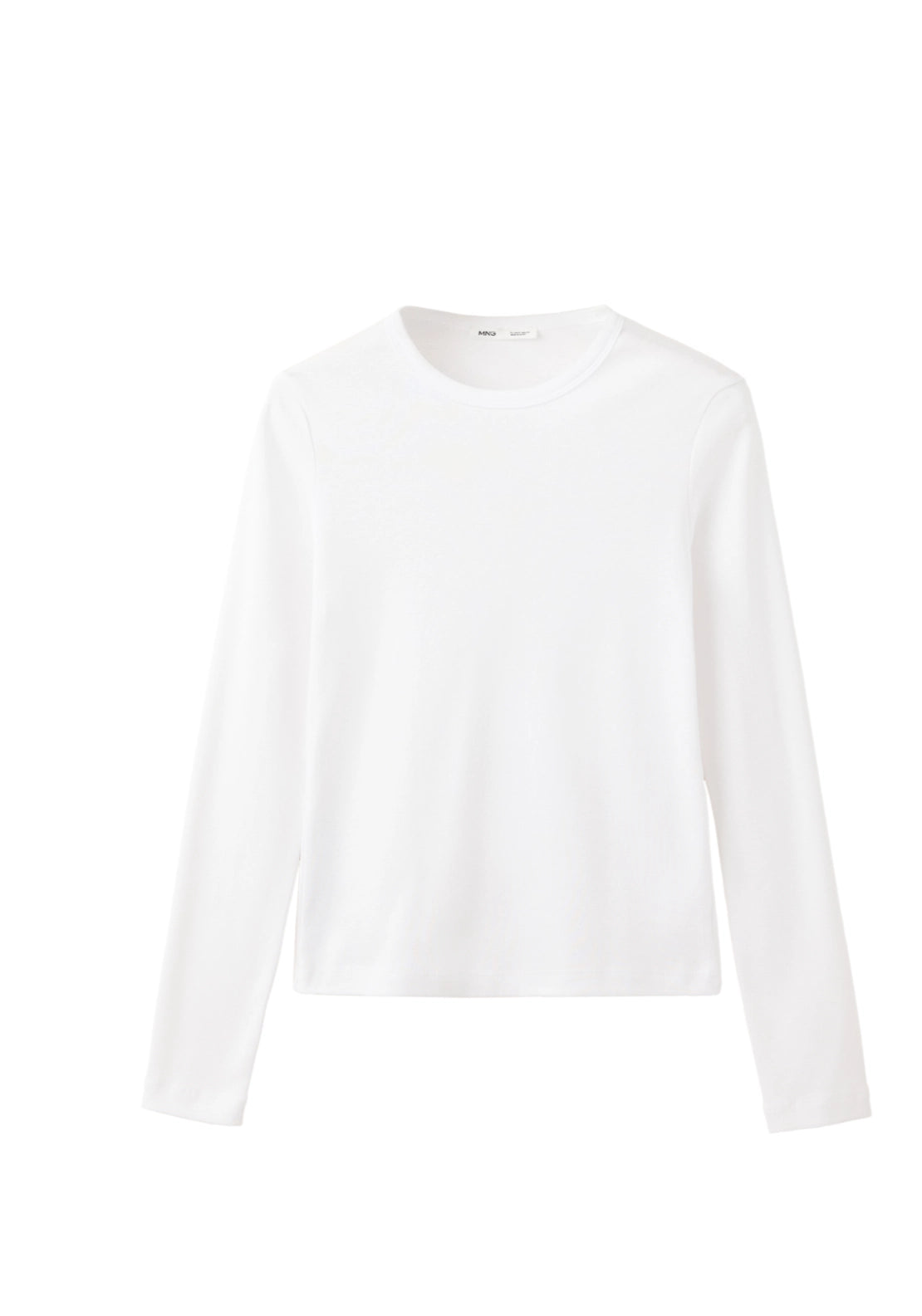 100% Cotton Fitted Long Sleeve Top - White