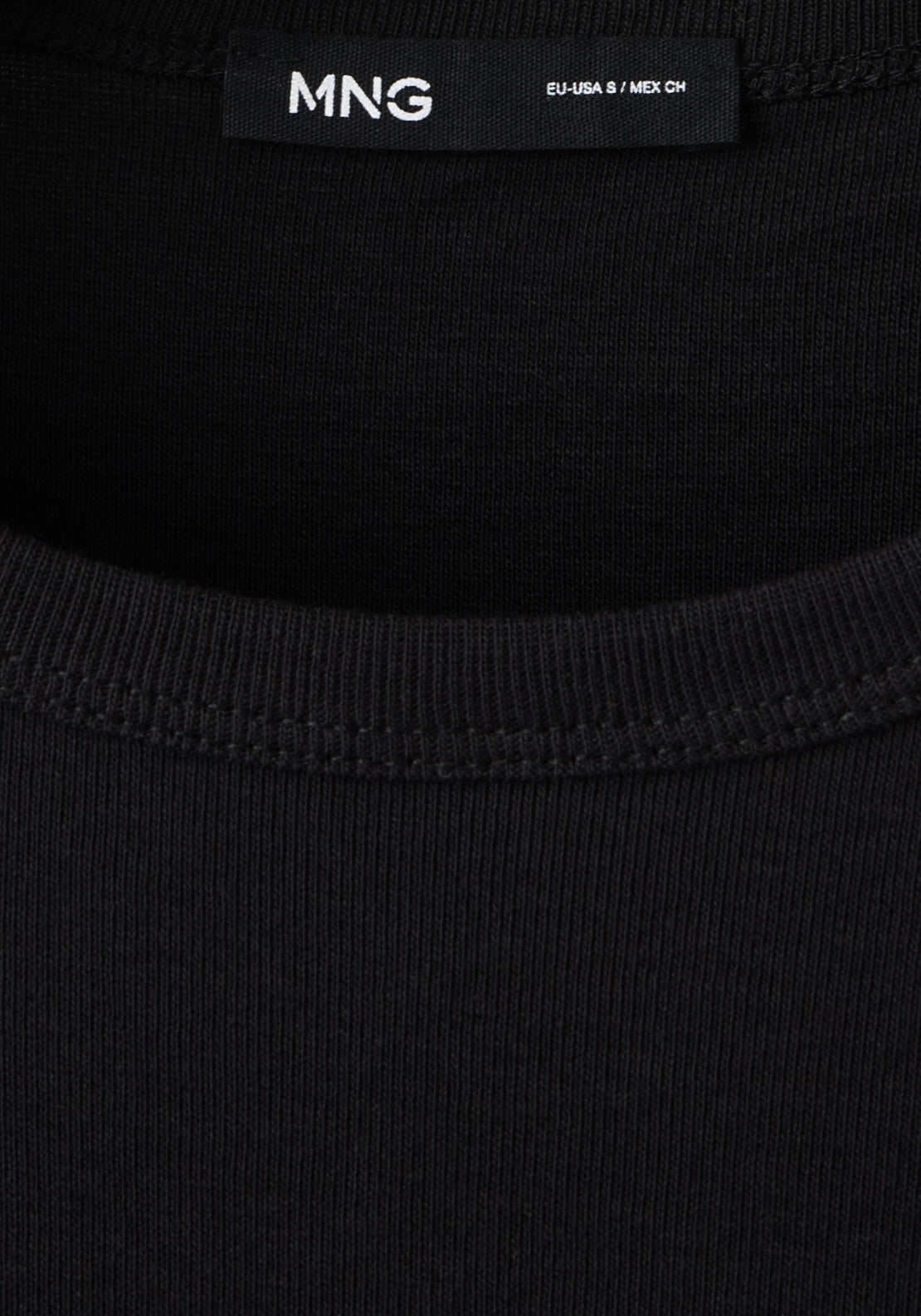 100% Cotton Fitted Long Sleeve Top - Black