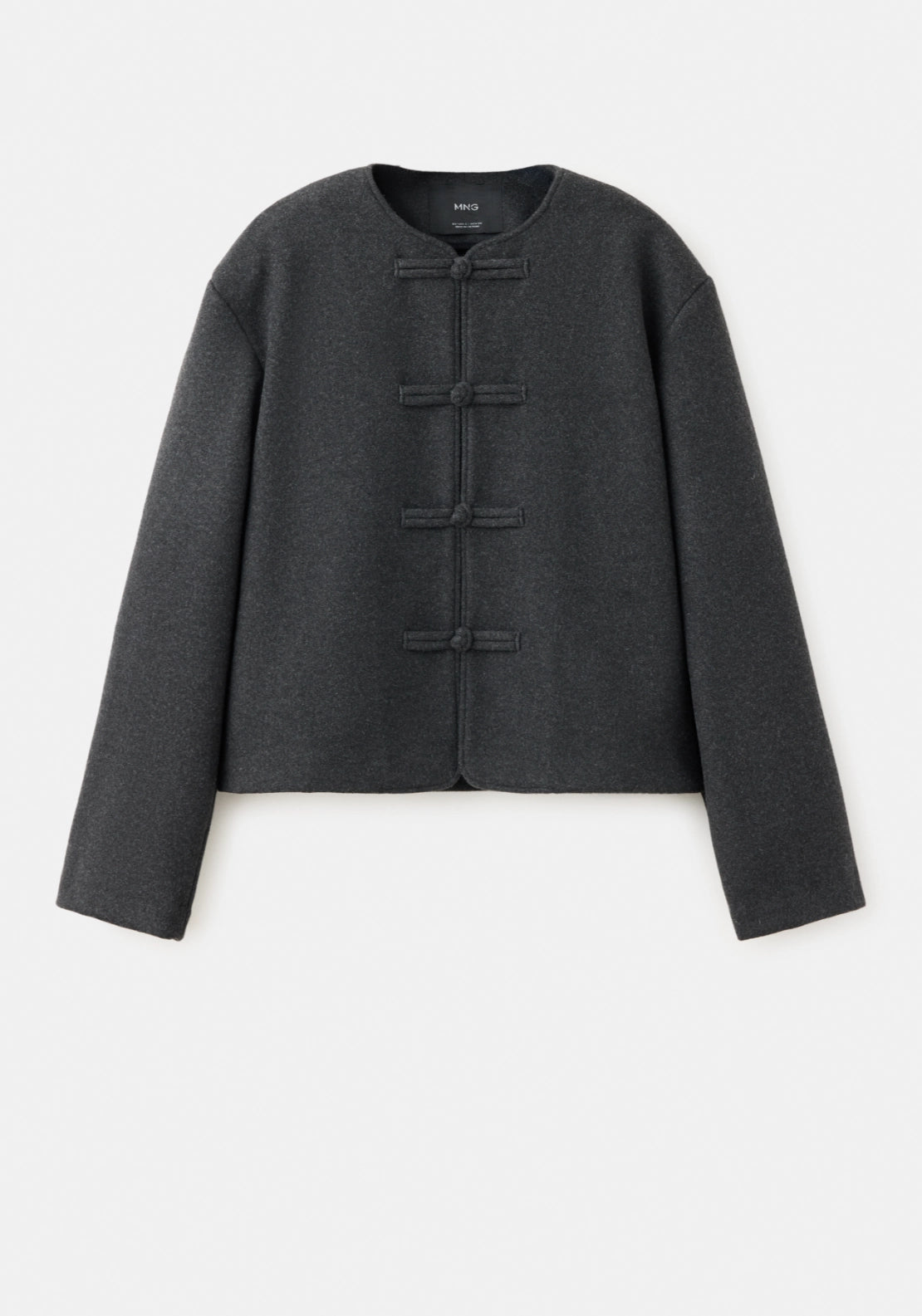 Straight Cut Jacket With Toggle Closures - Grey