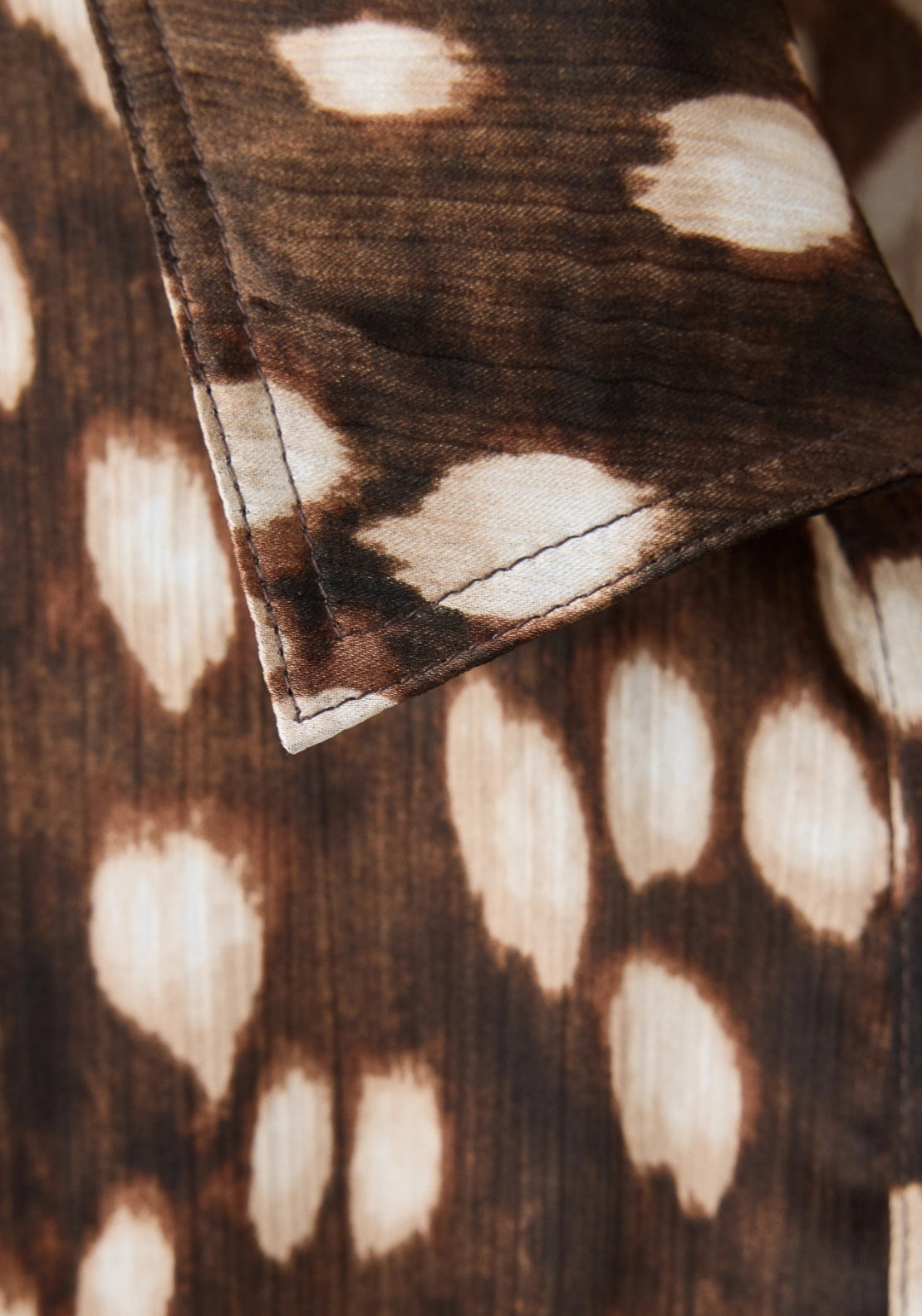 Printed Shirt Dress - Brown