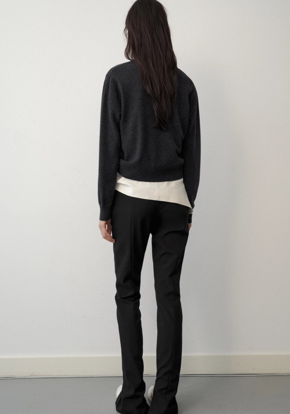 Wool & Cashmere Blend Patch Pocket Cardigan - Grey