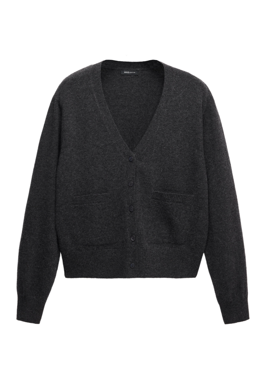 Wool & Cashmere Blend Patch Pocket Cardigan - Grey