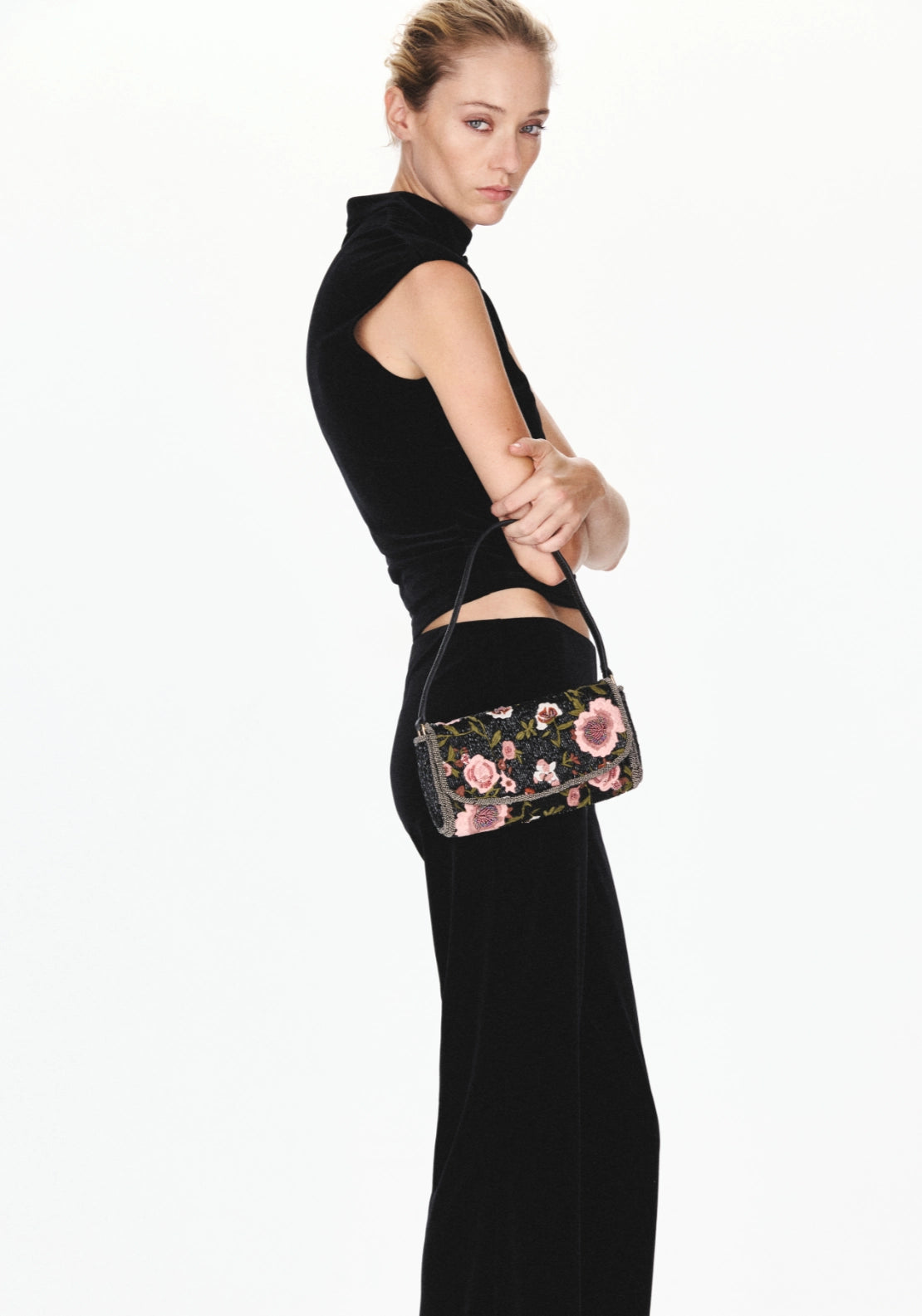 Velvet Top With Buttons - Black