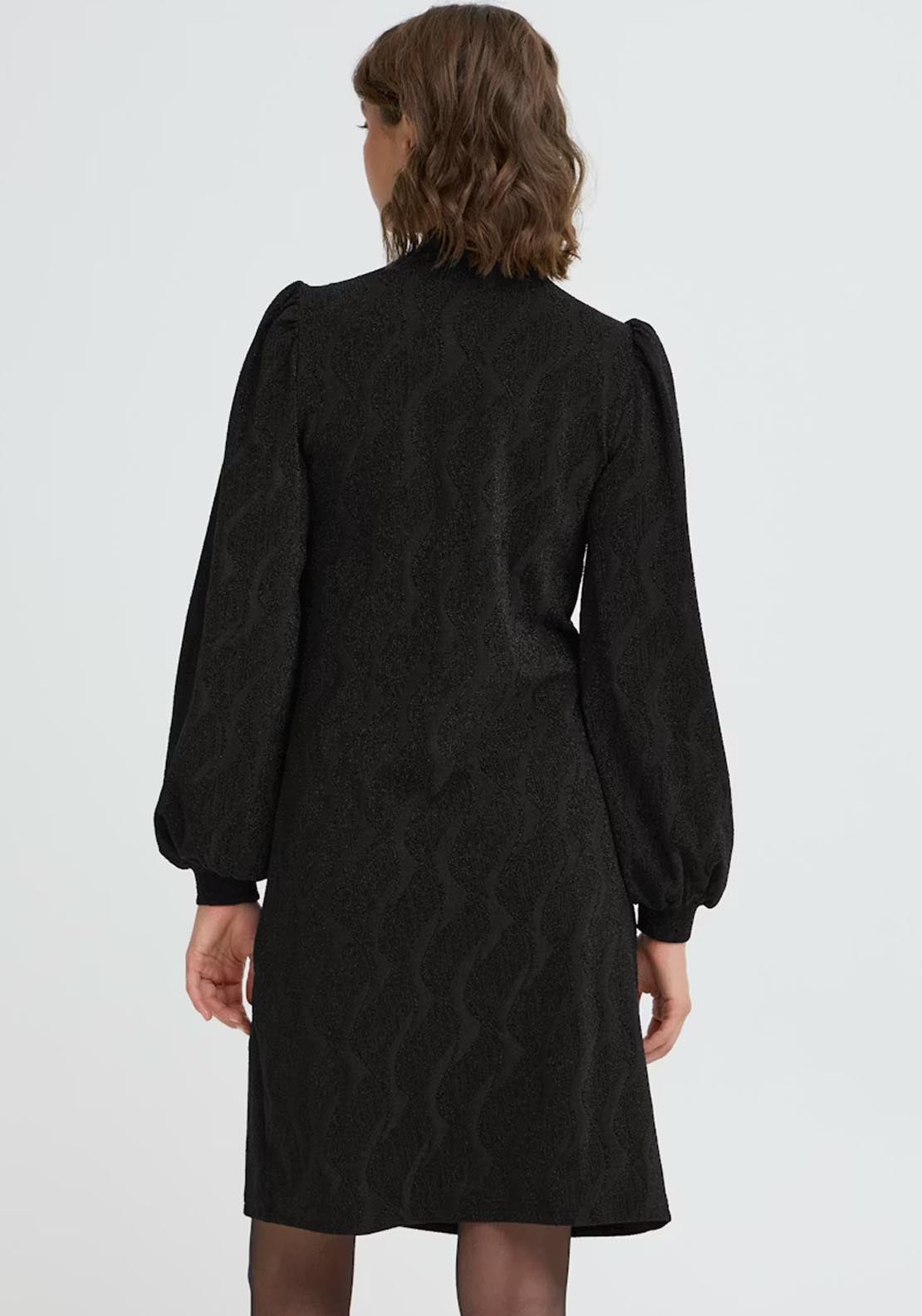 Fransa Avalon Dress - Black Jacquard 2 Shaws Department Stores