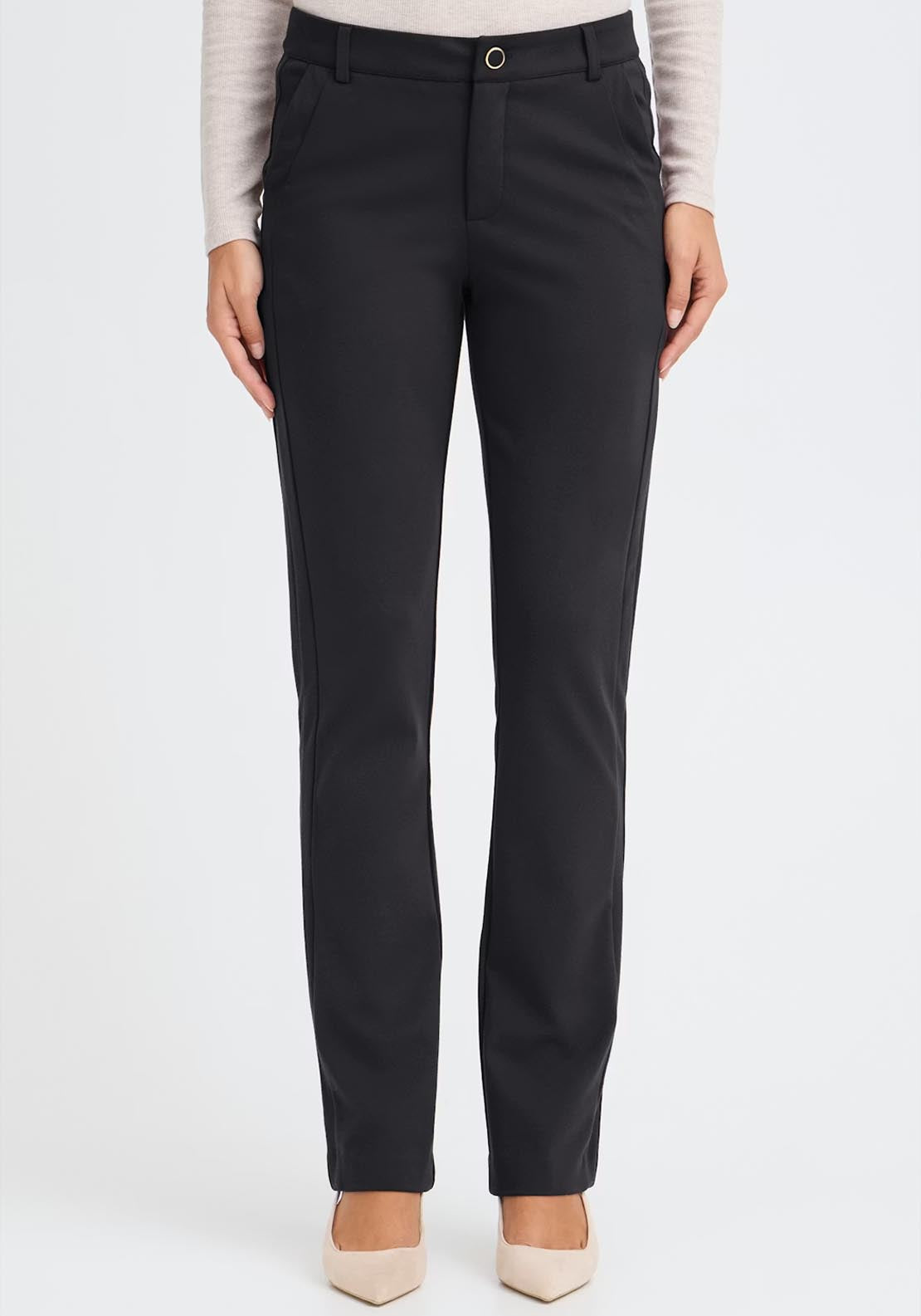 Fransa Lano Trousers - Black 1 Shaws Department Stores