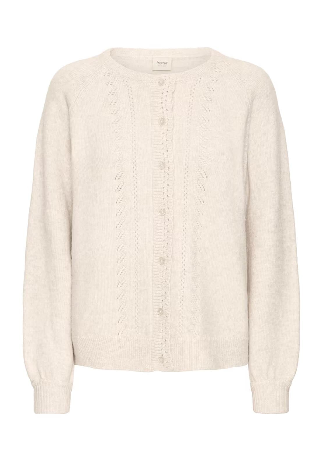 Fransa Elly Cardigan - Oatmeal Melange 8 Shaws Department Stores