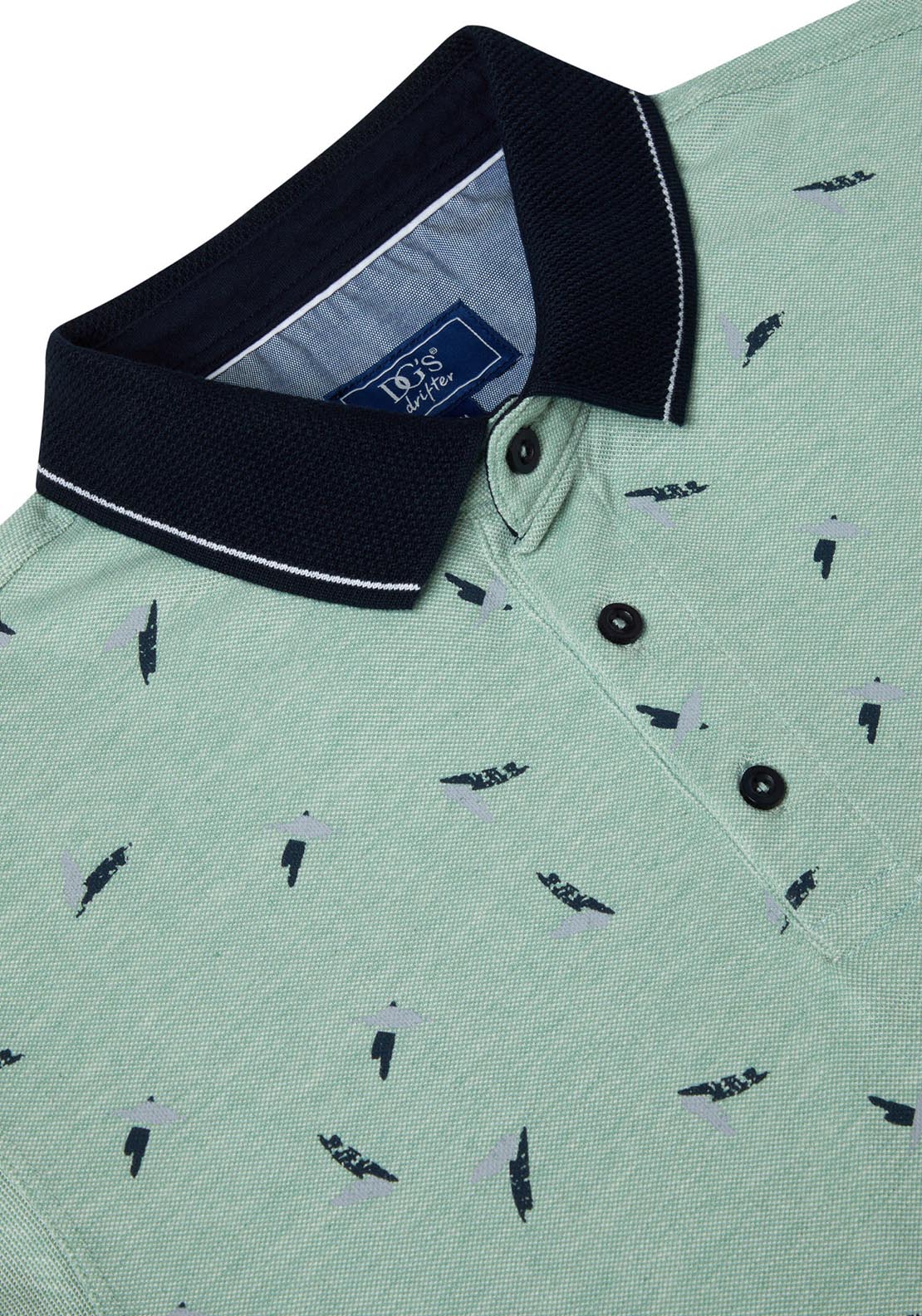 Drifter Short Sleeve Print Polo - Green 3 Shaws Department Stores