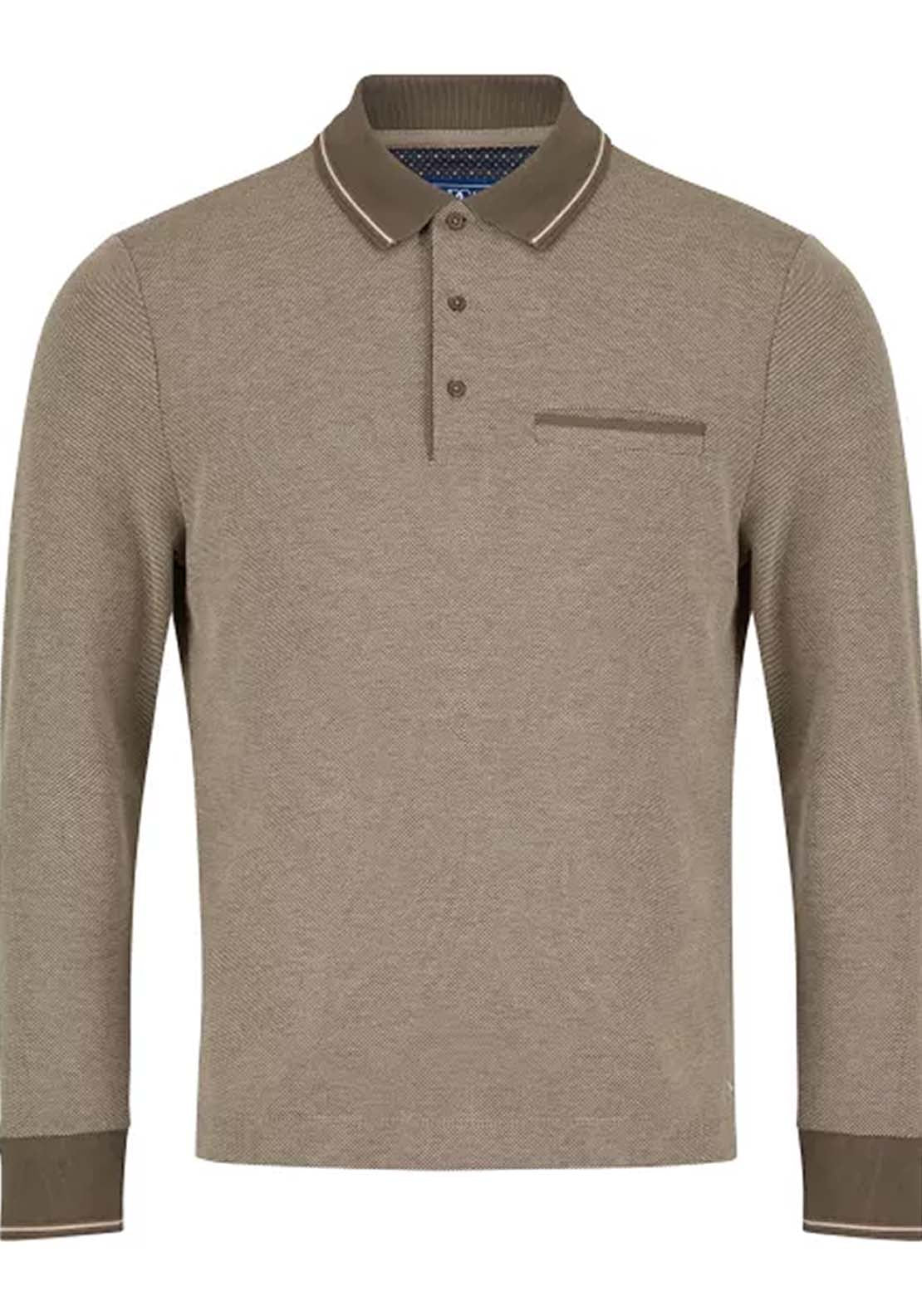 Drifter Long Sleeve Polo Shirt - Beige 1 Shaws Department Stores