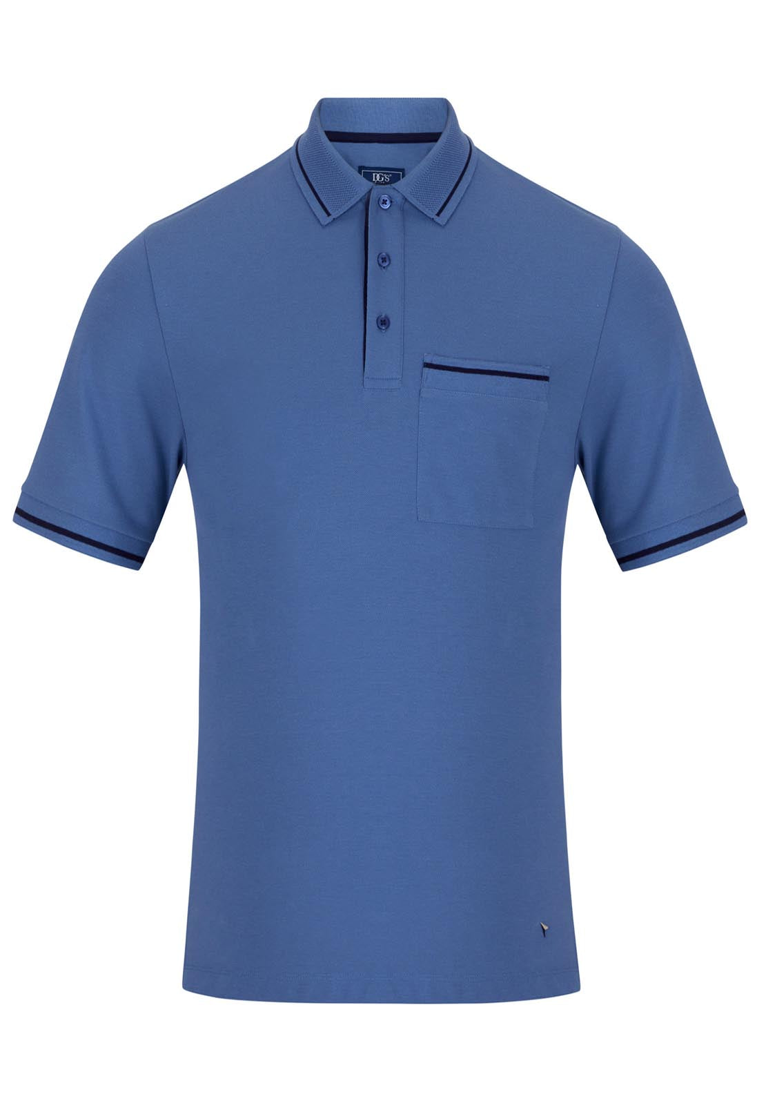 Drifter Short Sleeve Polo Shirt - Blue 1 Shaws Department Stores