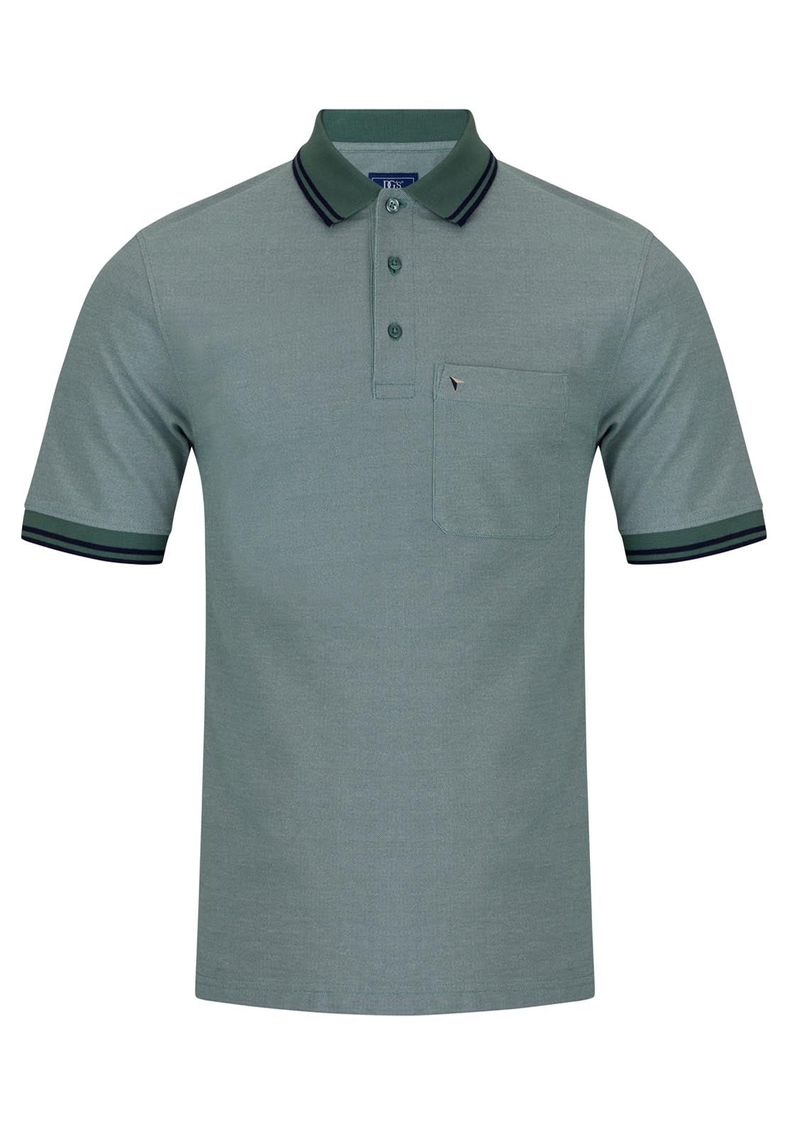 Drifter Short Sleeve Polo Shirt - Light Green/gry 1 Shaws Department Stores