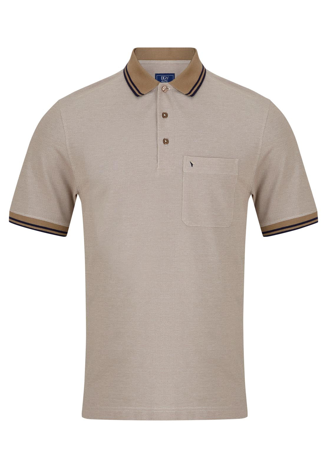 Drifter Short Sleeve Polo Shirt - Camel/gry 1 Shaws Department Stores