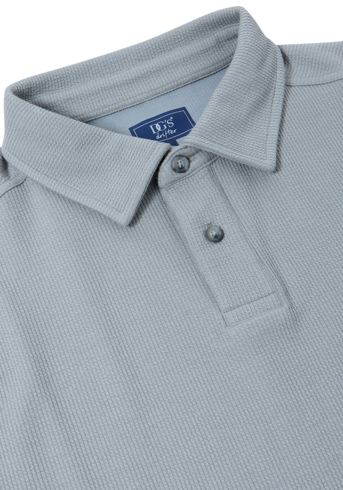 Drifter Long Sleeve 3 Button Polo With Elastane - Light Grey 2 Shaws Department Stores