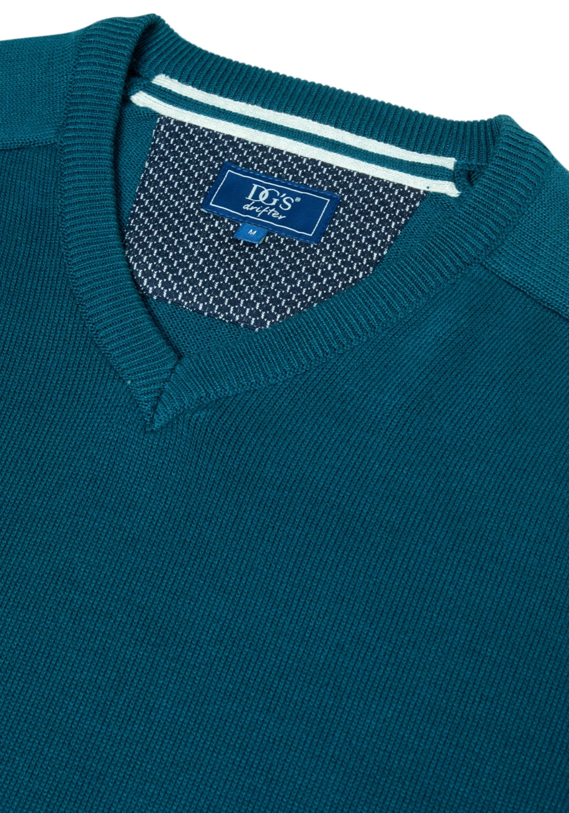 V Neck Cotton Knit Sweater - Blue