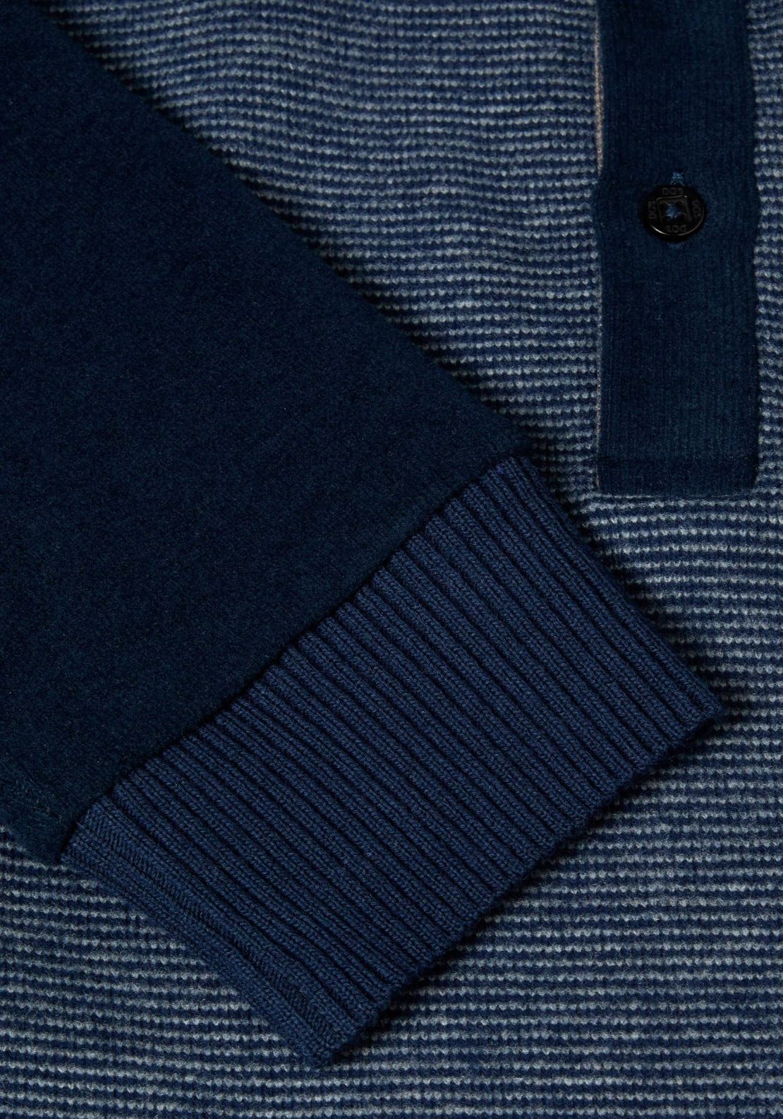 Drifter 3 Button Polo Sweatshirt - Navy 3 Shaws Department Stores