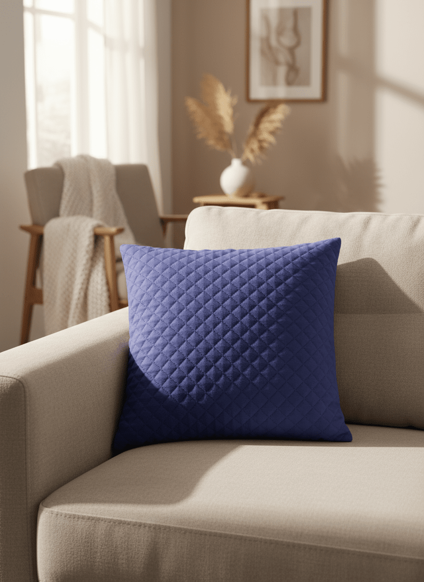 The Home Collection Pinsonic Velvet Cushion - Blue 1 Shaws Department Stores
