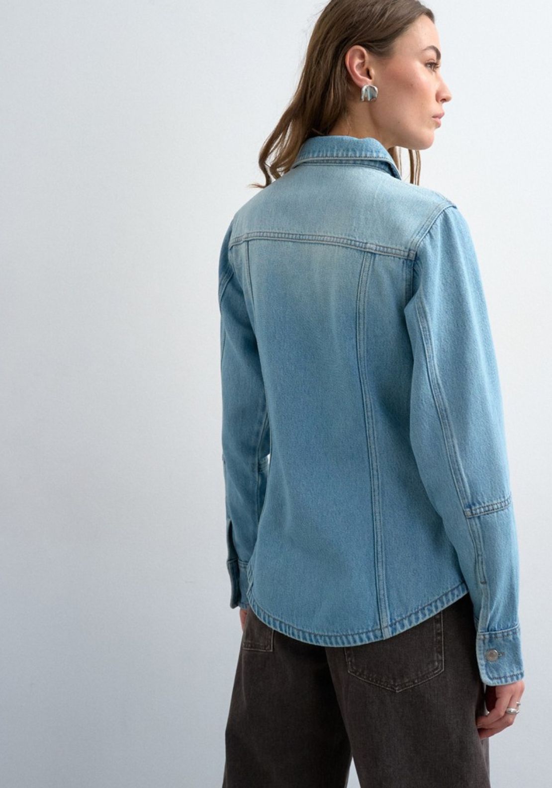 Eddy Long Sleeve Denim Shirt - Blue Denim