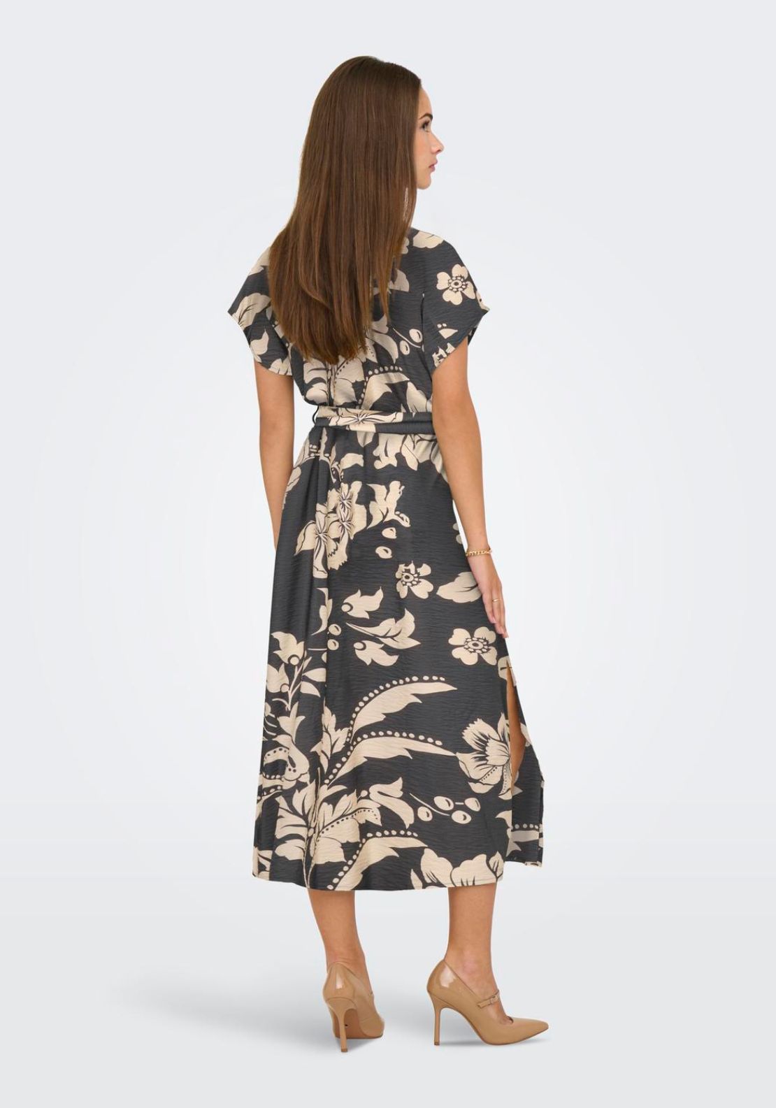 Jdy Troya Life Sleeveless Midi Dress - Phantom/creme Flowers 2 Shaws Department Stores