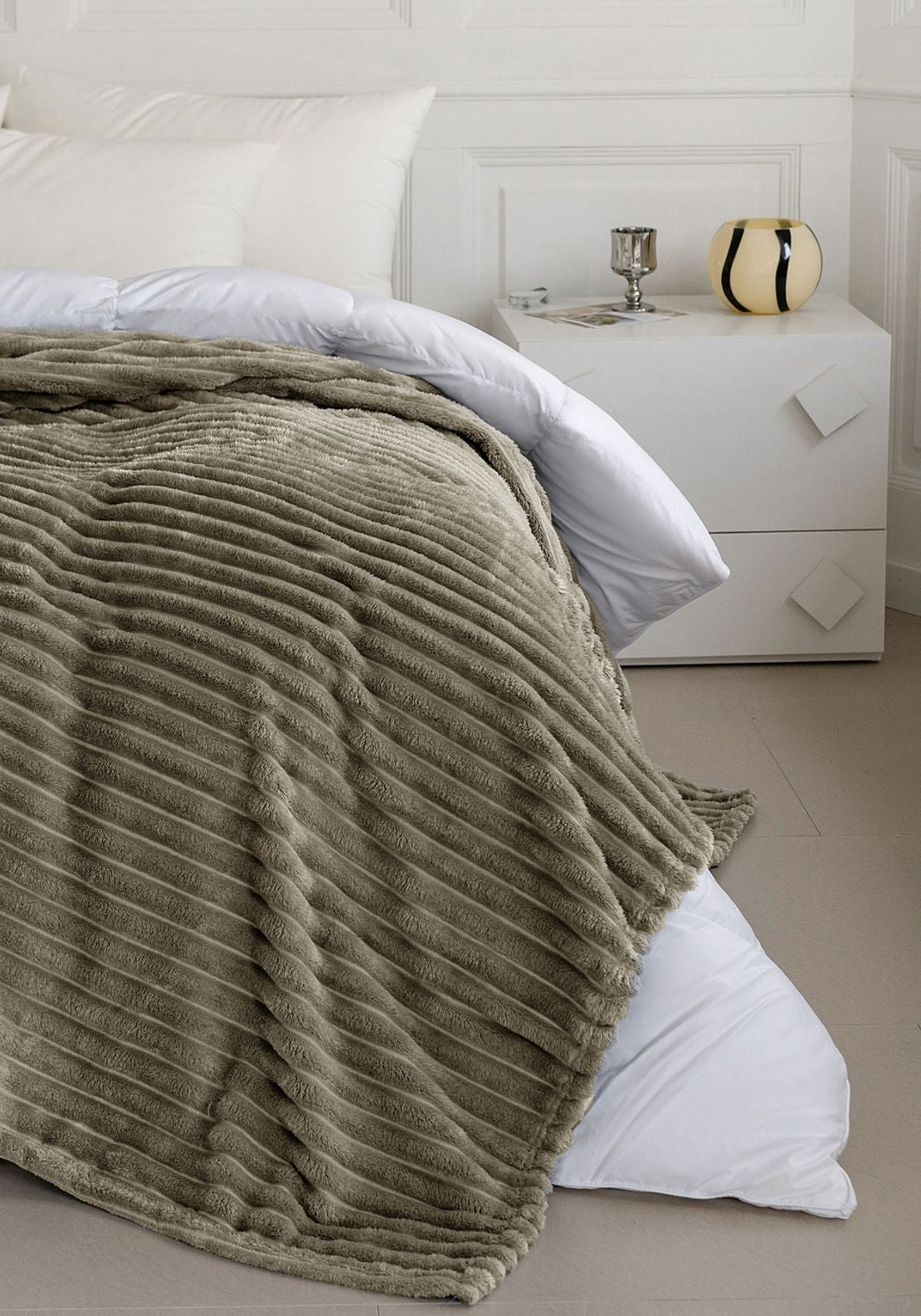 The Home Collection Ribbed Throw 220 x 240 cm - Nude 1 Shaws Department Stores