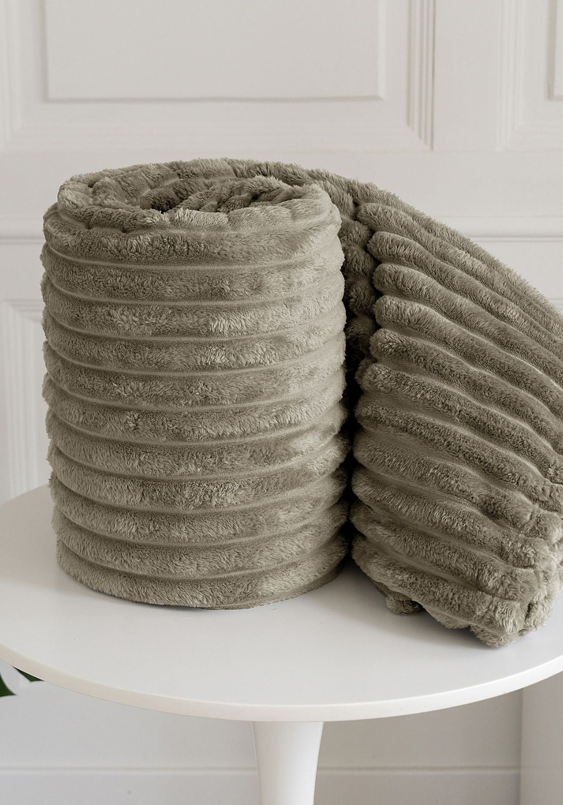 The Home Collection Ribbed Throw 220 x 240 cm - Nude 2 Shaws Department Stores