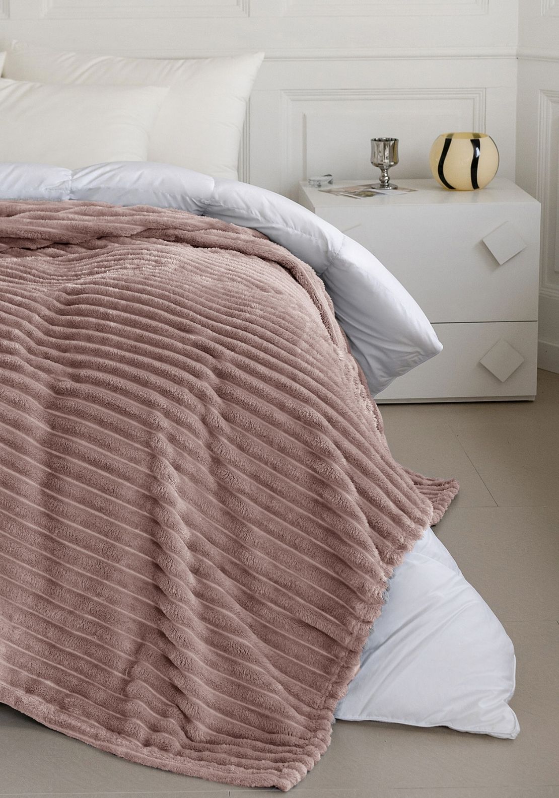 The Home Collection Ribbed Throw 220 x 240 cm - Pink 1 Shaws Department Stores
