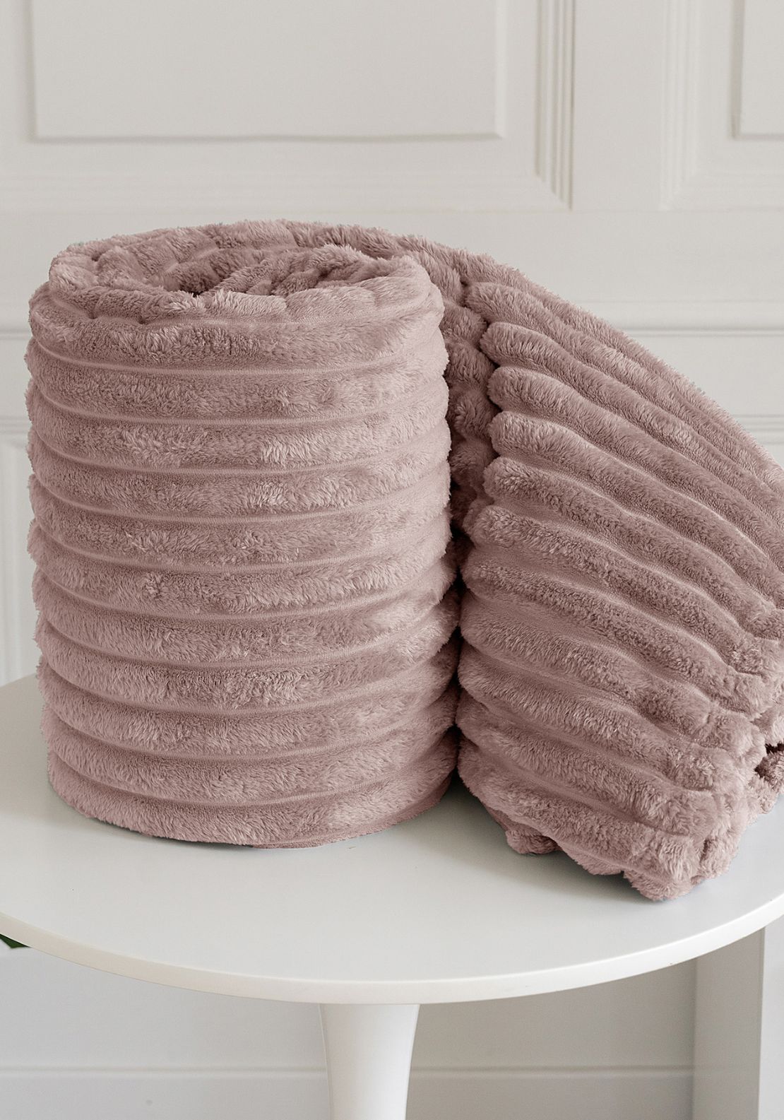 The Home Collection Ribbed Throw 220 x 240 cm - Pink 2 Shaws Department Stores