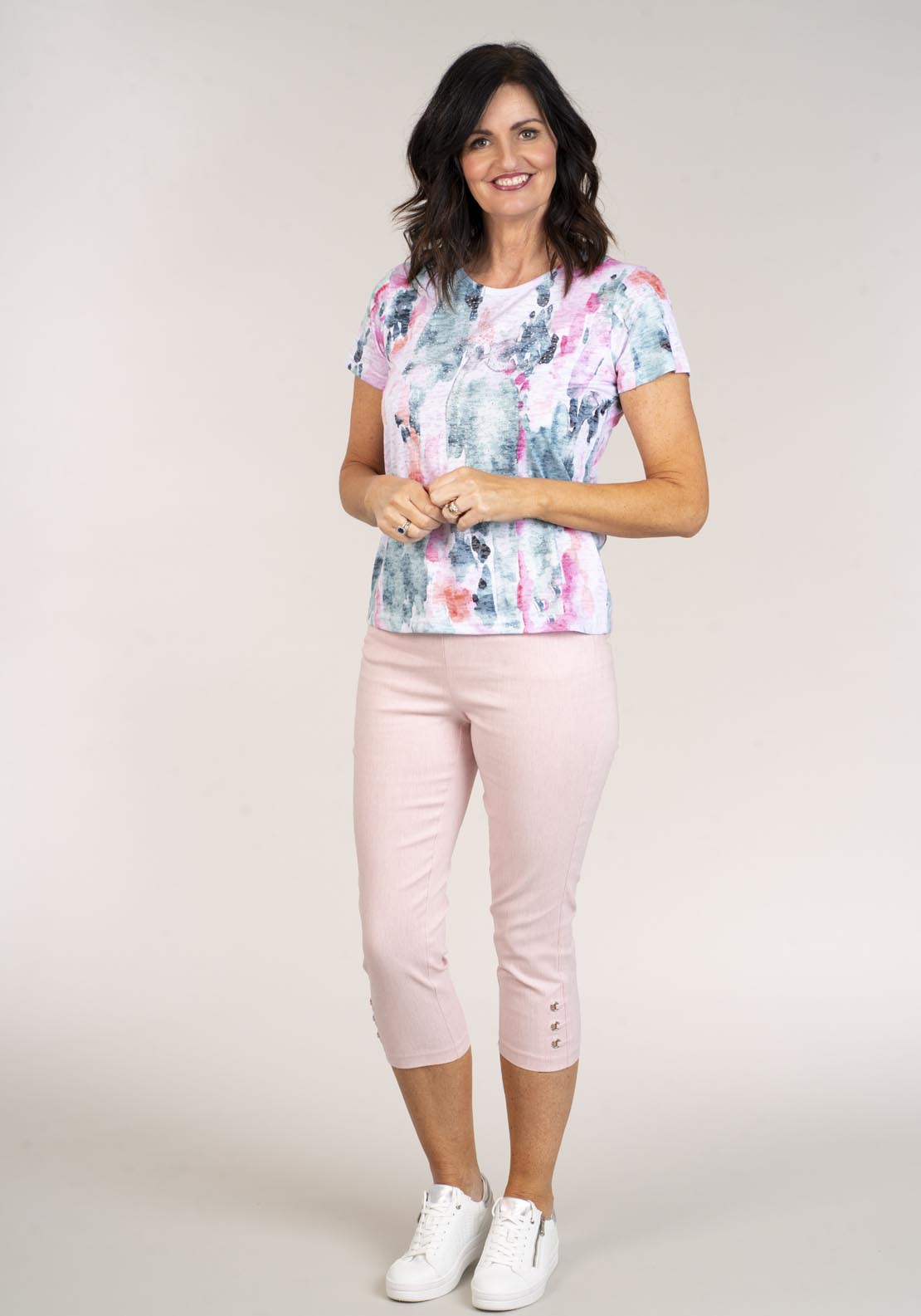 Tea Lane Diamond Loop Crop - Marl Blush 1 Shaws Department Stores