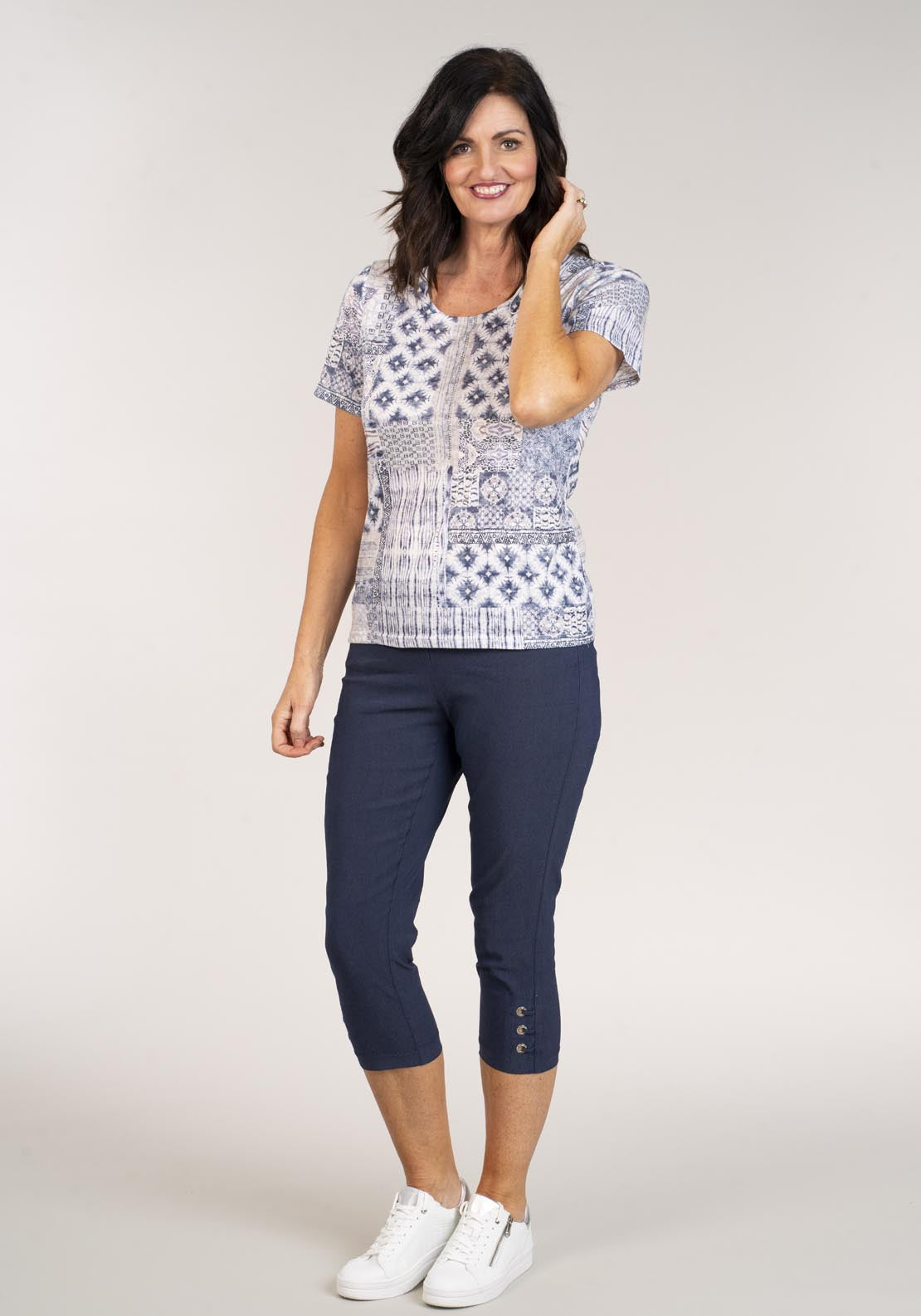 Tea Lane Diamond Loop Crop - Blue 1 Shaws Department Stores