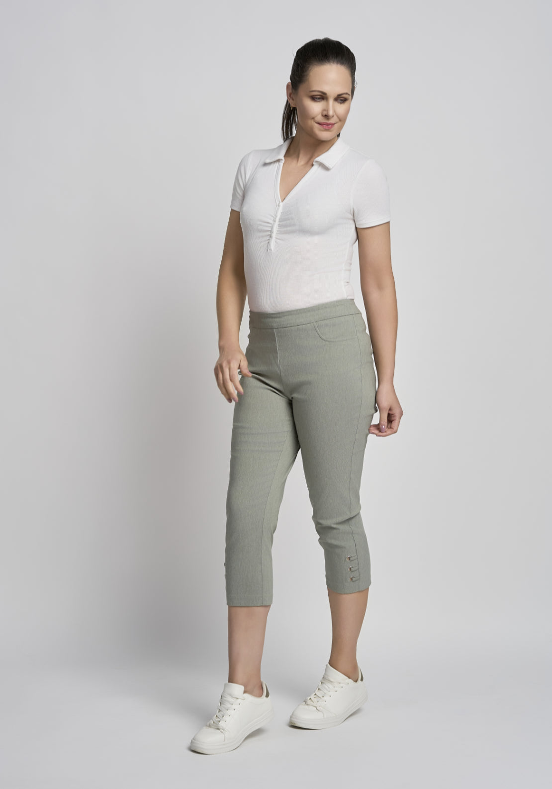 Tea Lane Diamond Loop Crop - Green 1 Shaws Department Stores