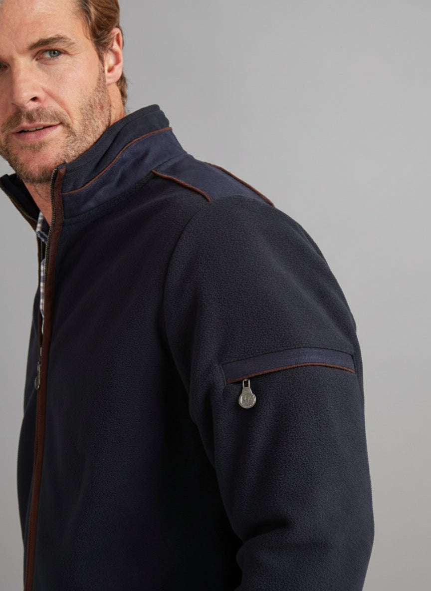 Vedoneire Fleece Full Zip with Contrast Shoulders - Navy 3 Shaws Department Stores