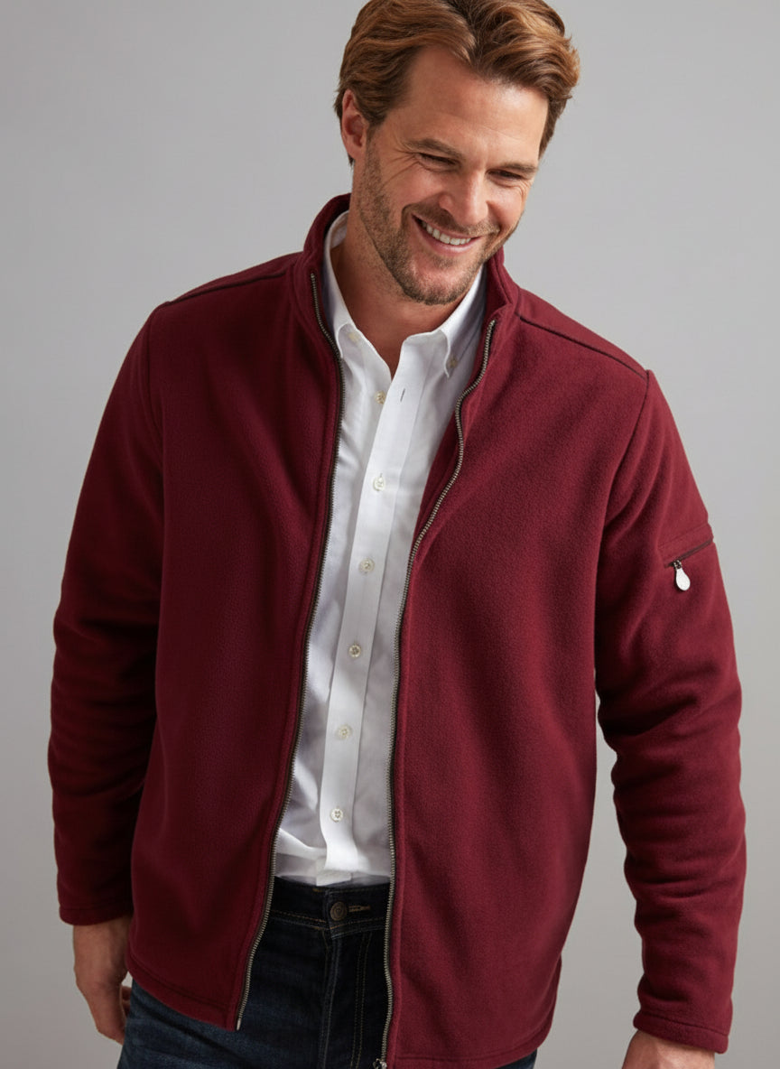 Vedoneire Fleece Full Zip with Contrast Shoulders - Red 3 Shaws Department Stores