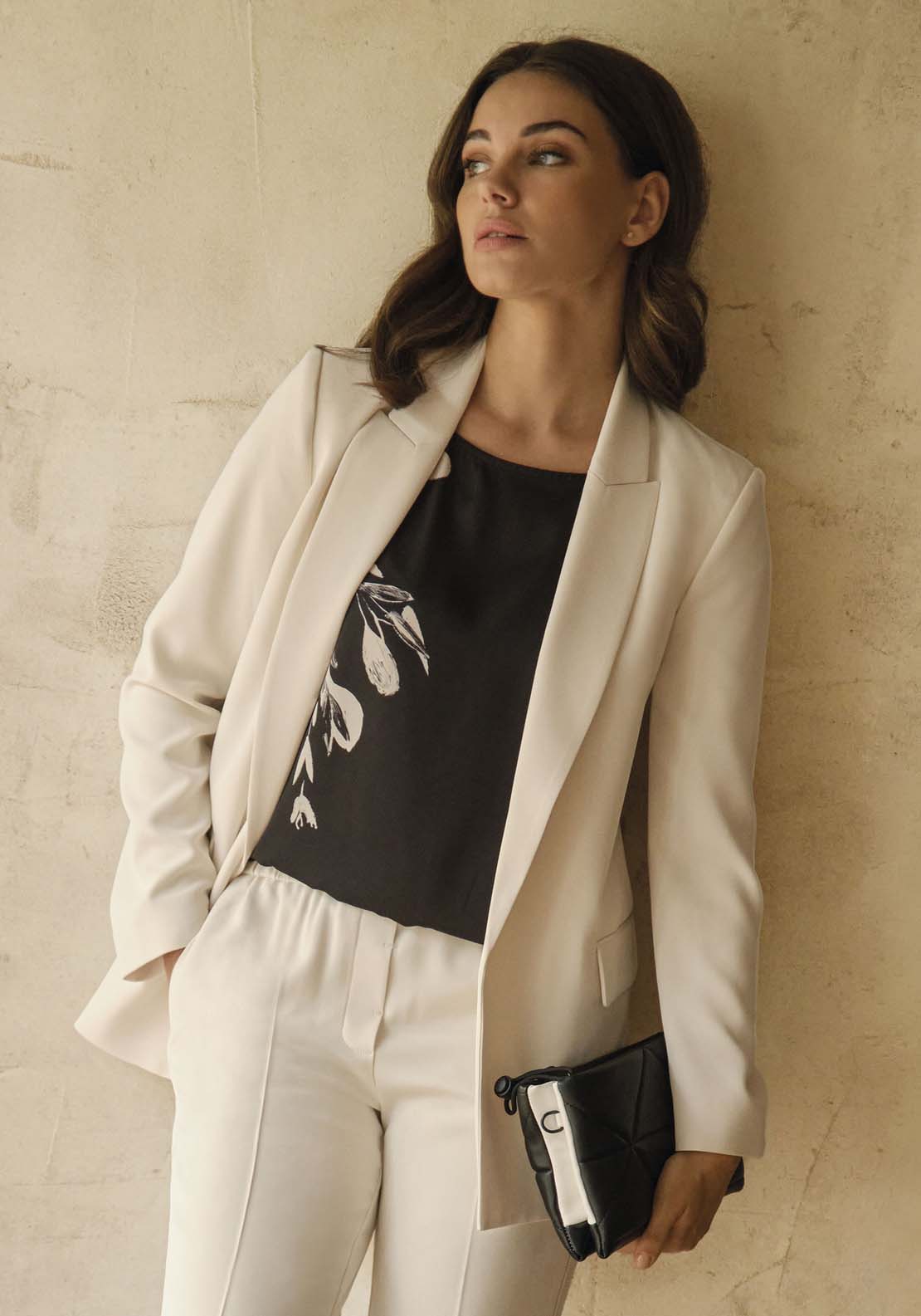 Punt Roma Long Blazer - Off White 1 Shaws Department Stores